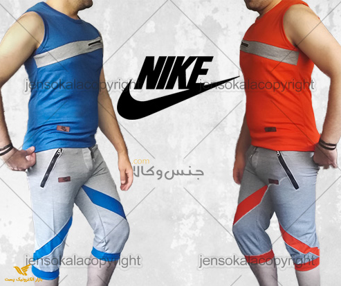 ست شلوارک و رکابی زیپ دار طرح نایک