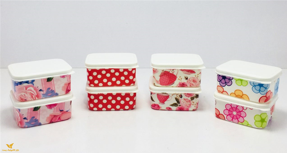 ظرف فریزری جفتی درب دار طرح دار