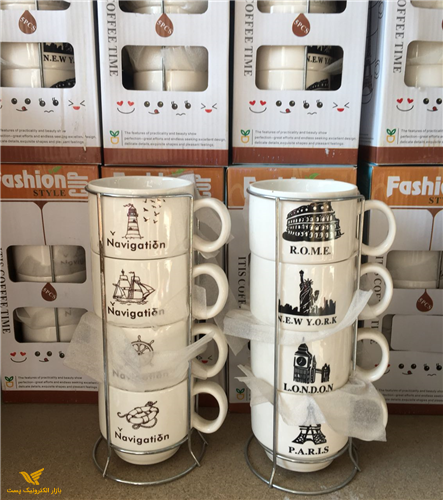 ست فنجان استند دار 4 عددی