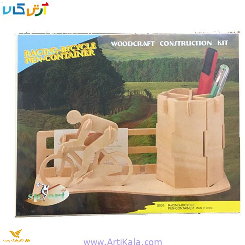 پازل 3 بعدی چوبی جامدادی مدل دوچرخه سوار دولایه