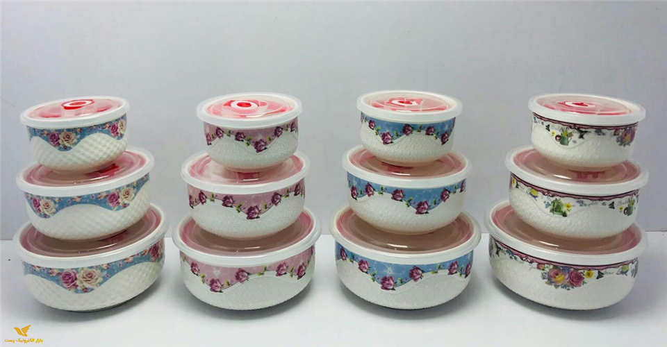 3 تکه سرامیکی ماکروفری سوپاپ دار نقش برجسته سایز کوچک