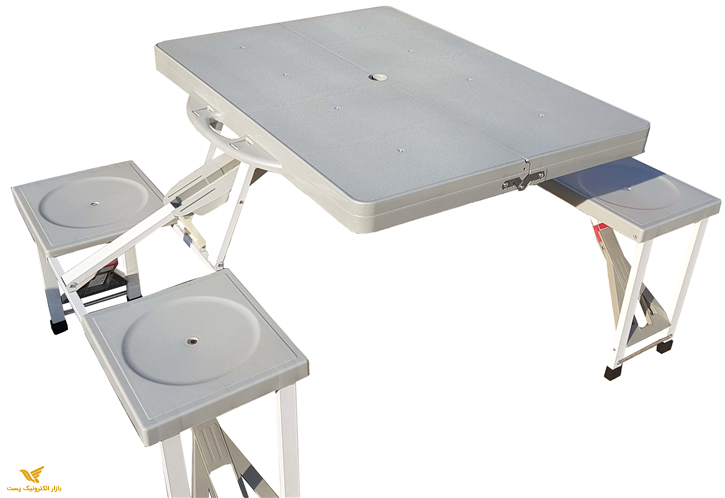 میز و صندلی 4 نفره تاشو طوسی