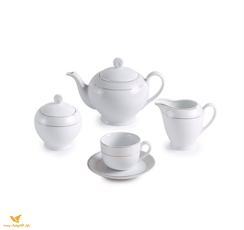 سرویس چای خوری 17 پارچه چینی زرین ایران طرح سپید صدف 