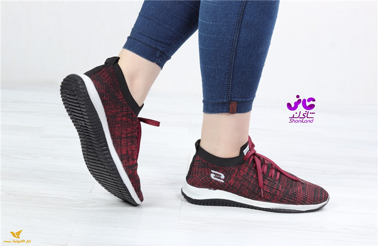 کتونی بافت جورابی زیره 2 رنگ زرشکی