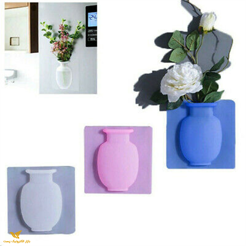 گلدان سیلیکونی چسبی  (تک عددی) صورتی آبی سفید
