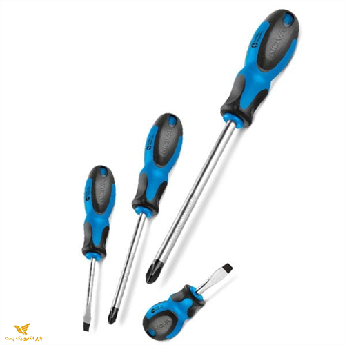 پیچ گوشتی دسته پلاستیکی چهارسو نووا 6*38 کد 1626