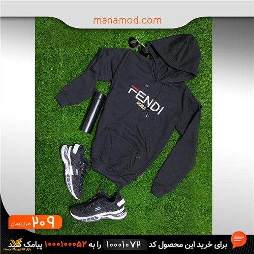 هودی مردانه فندی مشکی مدل 1072