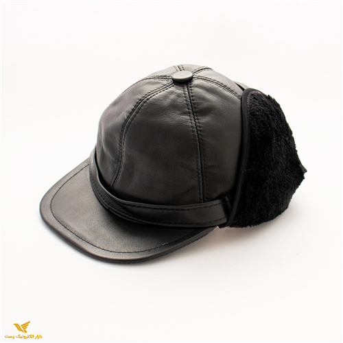 کلاه چرم طبیعی زمستانی خزدار مشکی مدل آترین Atrin	