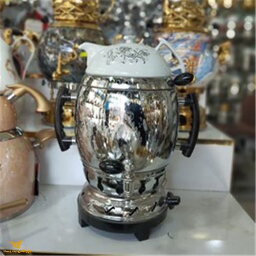 سماور گازی سما قوری دار مدل اپلون سه کاره گنجایش 6لیتر قلم زنی