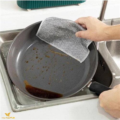 دستمال دولایه ضد خش طرح سیم ظرفشویی